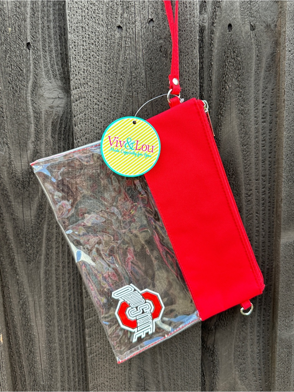 Ohio State Red & Clear Wristlet Purse w/Removable Strap Viv & Lou